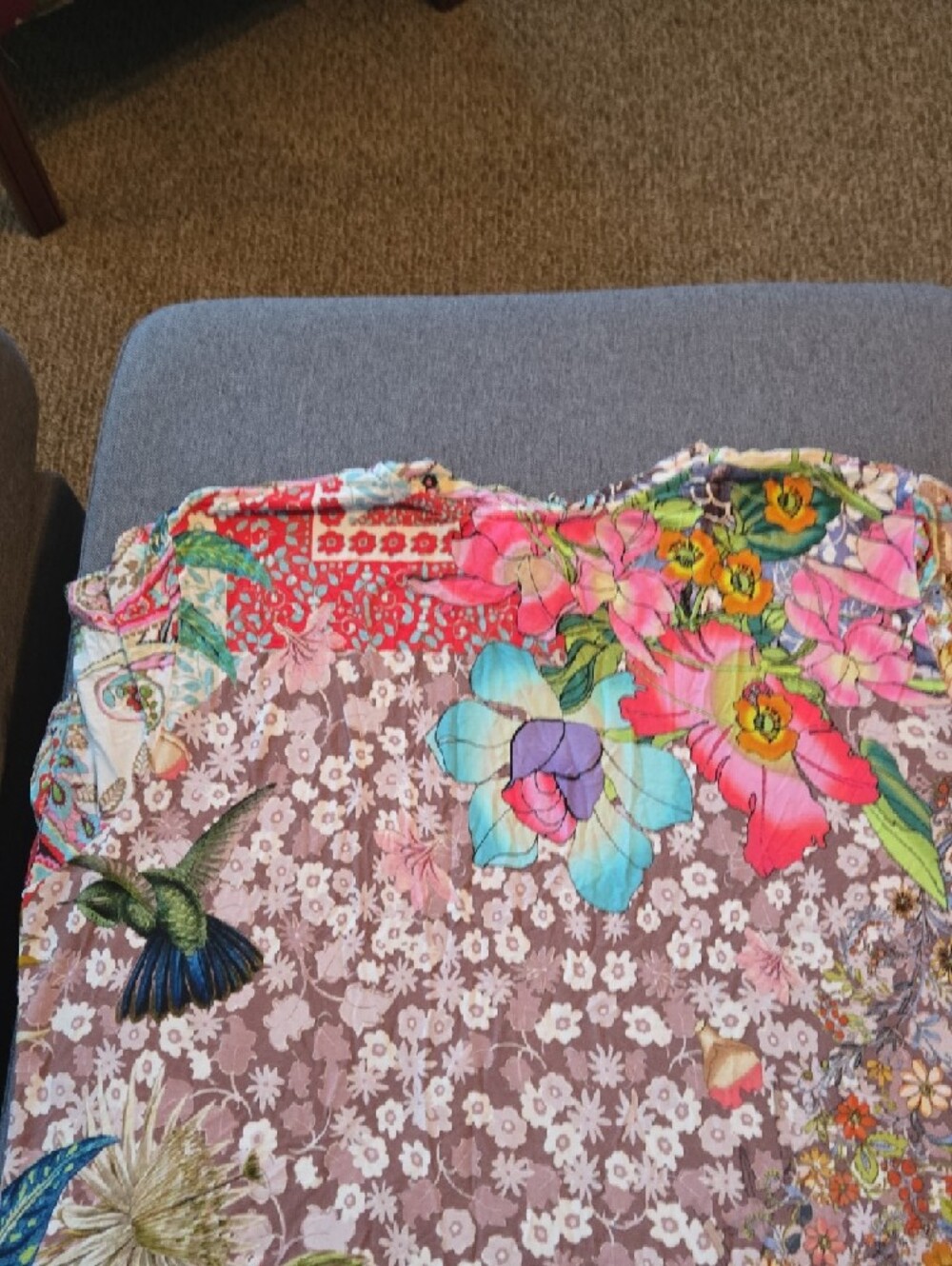 Johnny Was Pink Multicolor Paisley Floral Short Sleeve Top - Picture 3 of 4